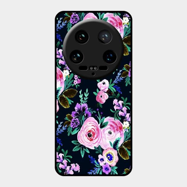 Cute Floral Glass Case Cover For Xiaomi 14 Ultra