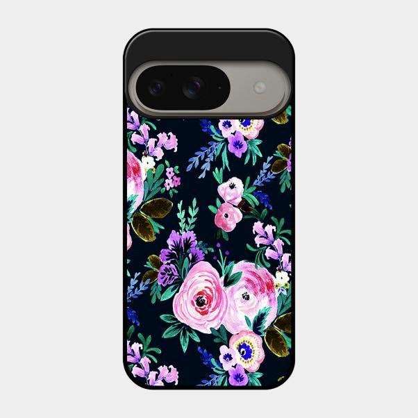 Cute Floral Glossy Metal Case Cover For Google Pixel 9 5G