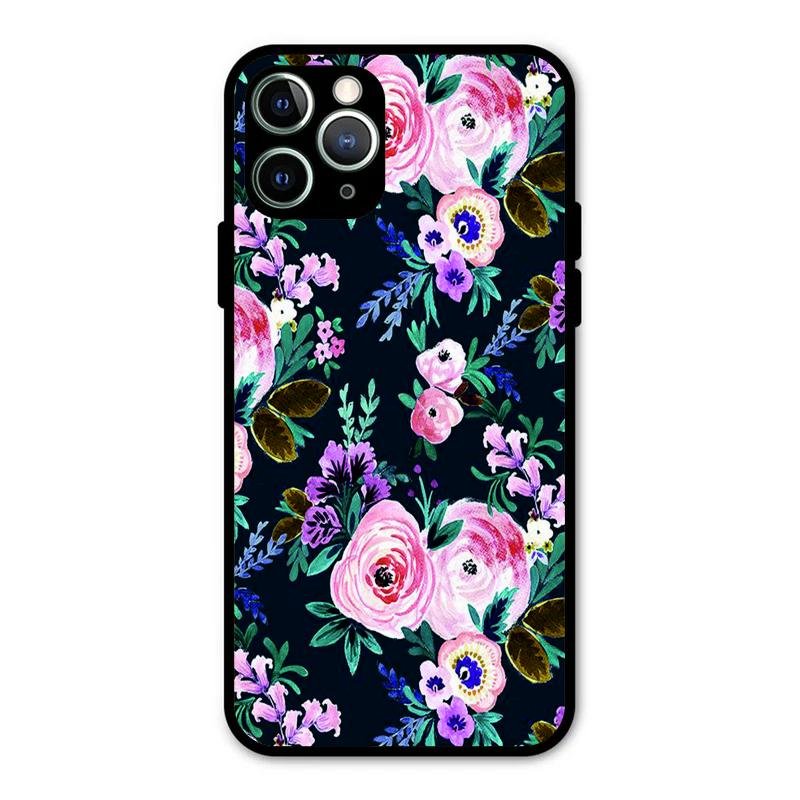 Cute Floral Glossy Metal Case Cover For iPhone 11 Pro Max