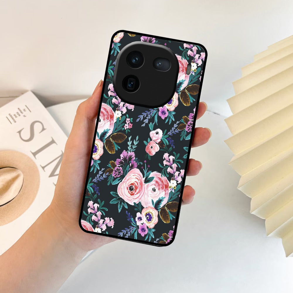 Cute Floral Glossy Metal Case Cover For Vivo