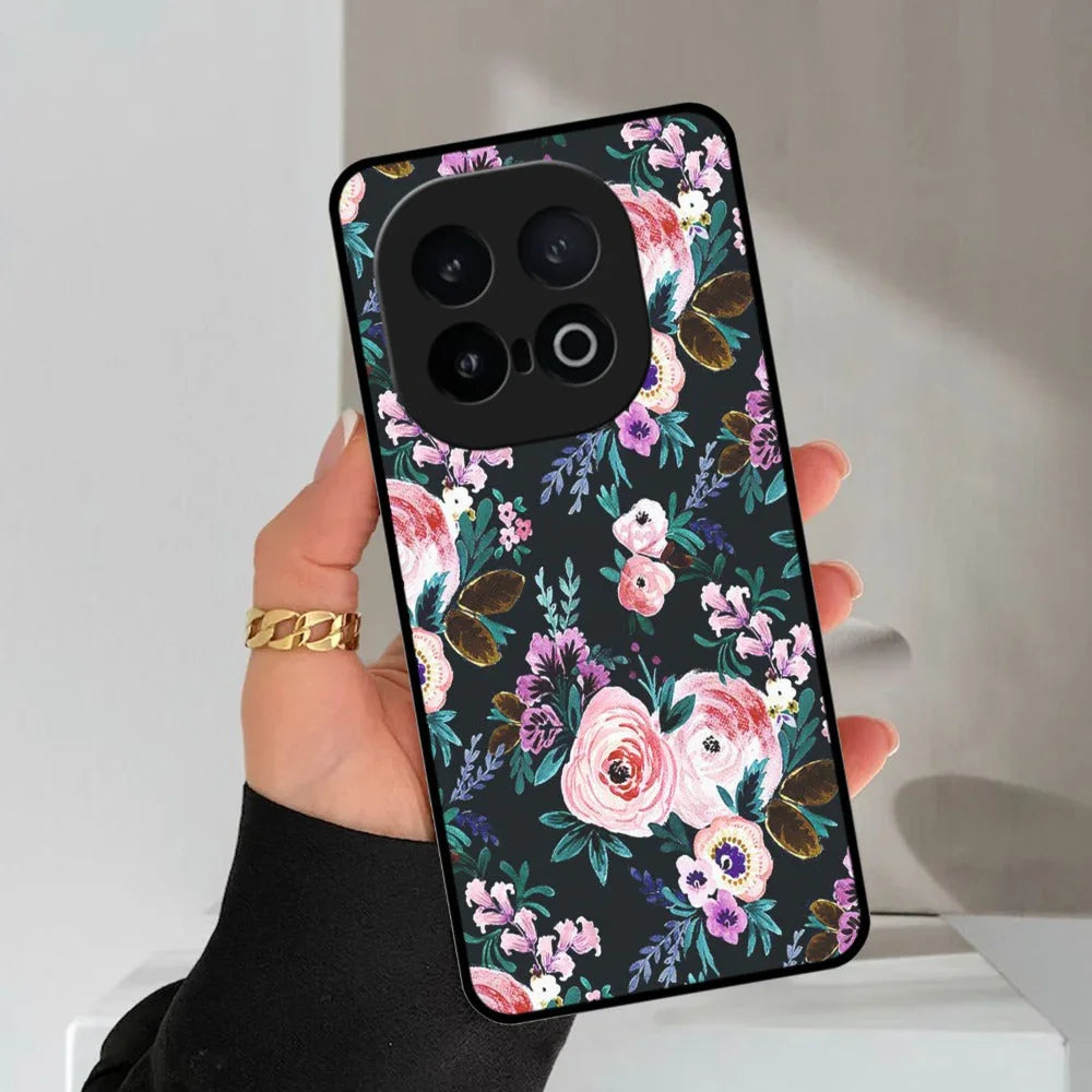 Cute Floral Glossy Metal Case Cover For iQOO - ShopOnCliQ