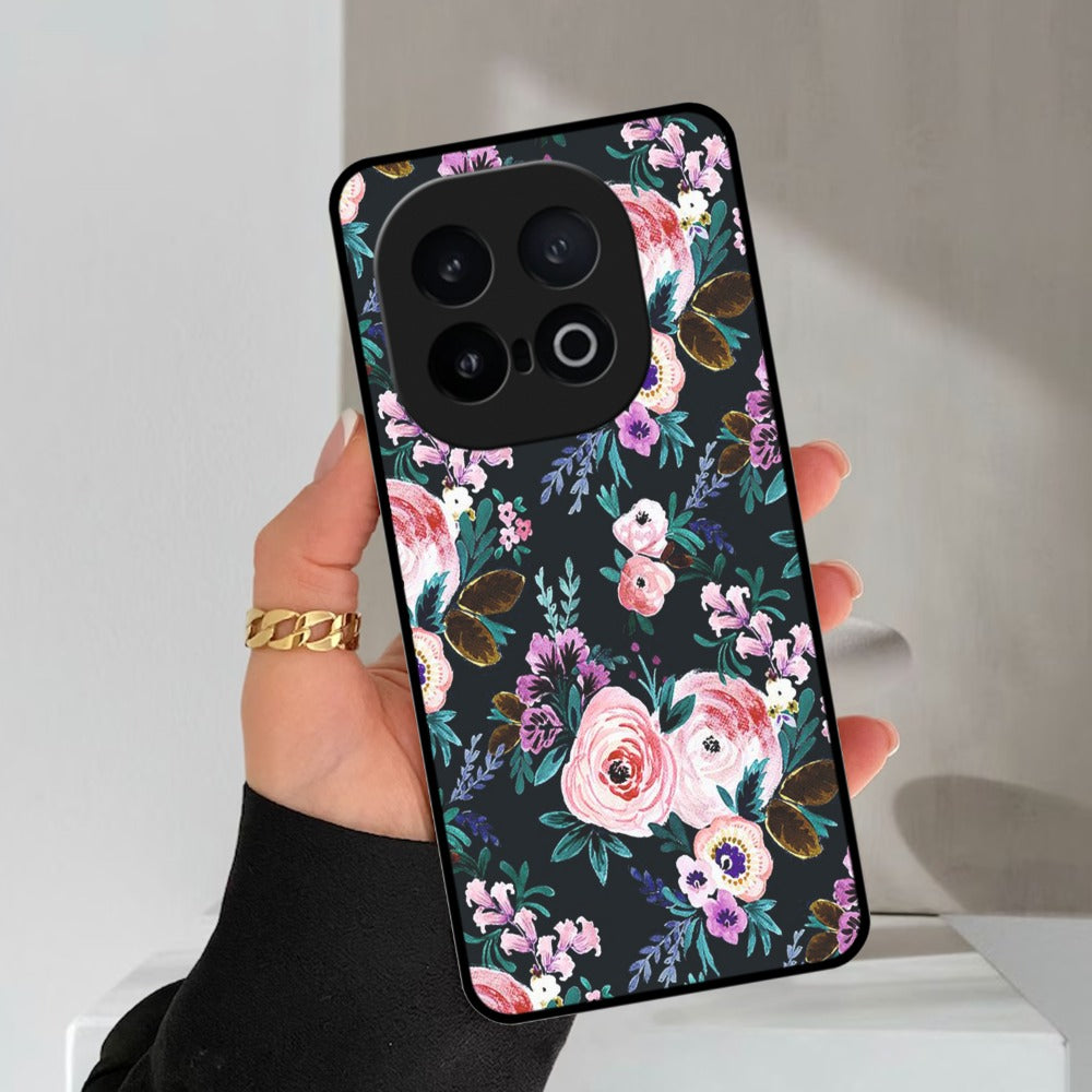 Cute Floral Glossy Metal Case Cover For Vivo