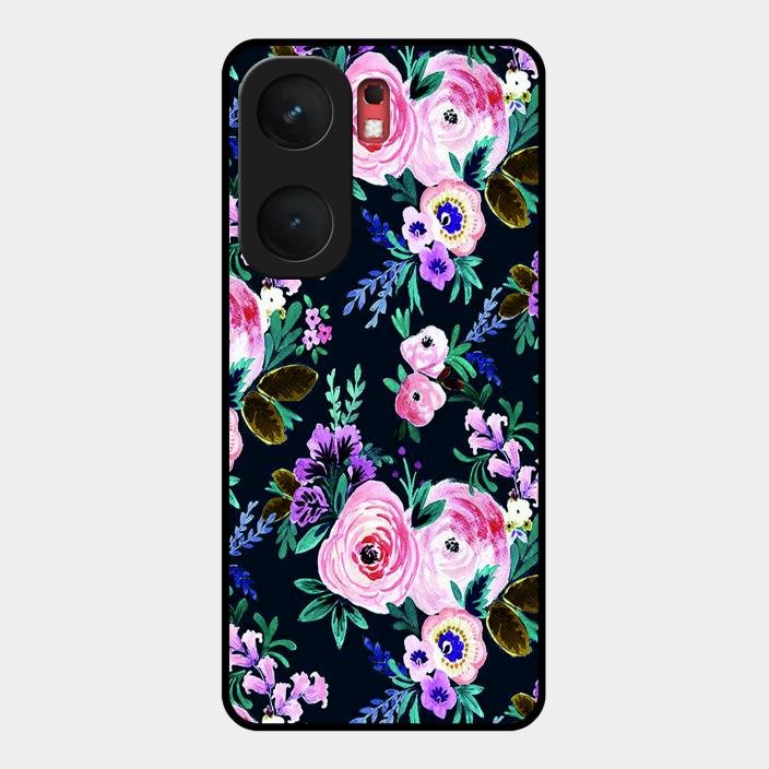 Cute Floral Glossy Metal Case Cover For iQOO Neo 9 Pro 5G