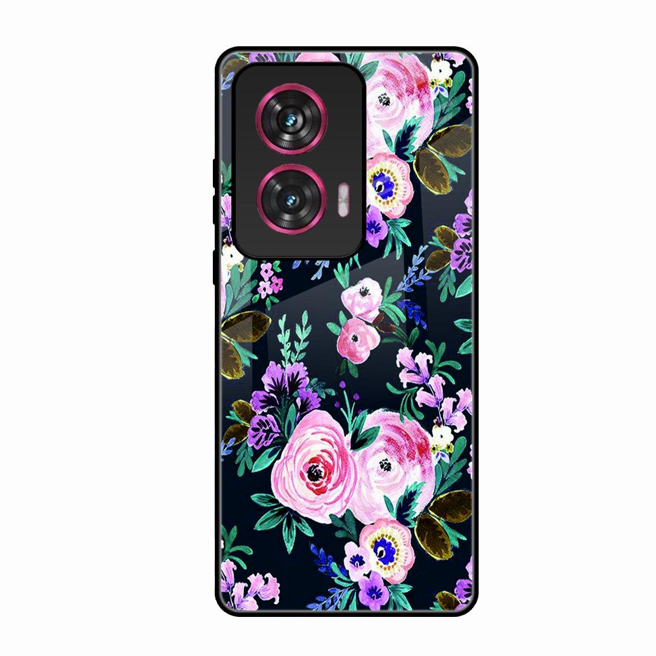Cute Floral Glossy Metal Case Cover For Motorola Edge 50 Fusion 5G