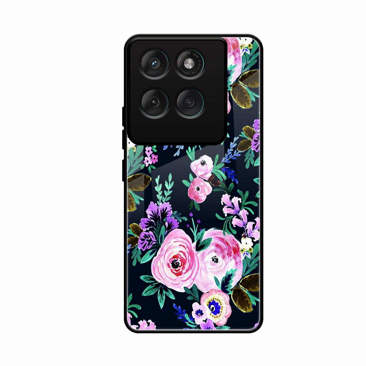 Cute Floral Glossy Metal Case Cover For Motorola Edge 60 Pro 5G