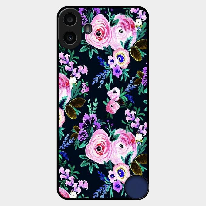 Cute Floral Glossy Metal Case Cover For Nothing Cmf Phone 1