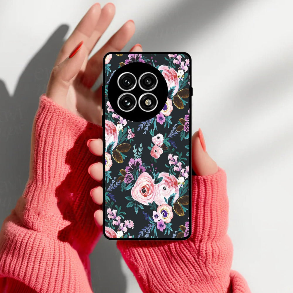 Cute Floral Glossy Metal Case Cover For OnePlus