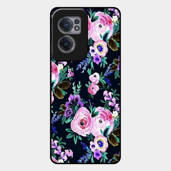 Cute Floral Glossy Metal Case Cover For Oneplus Nord Ce 2 5G