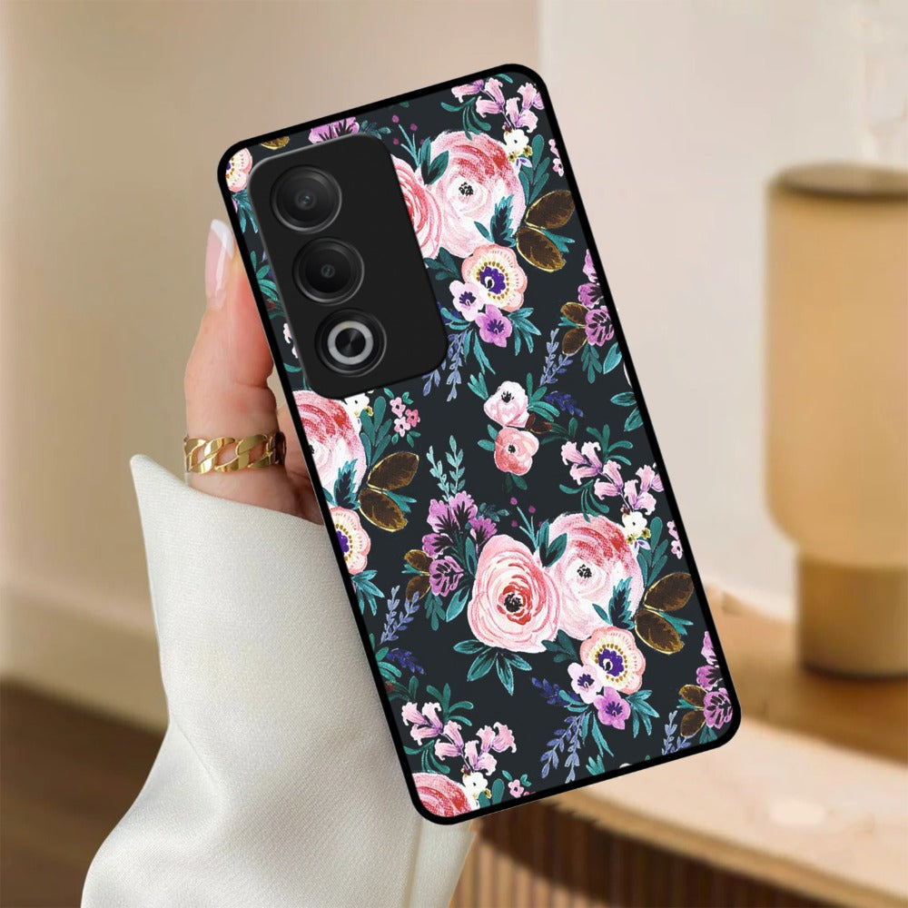 Cute Floral Glossy Metal Case Cover For Oppo