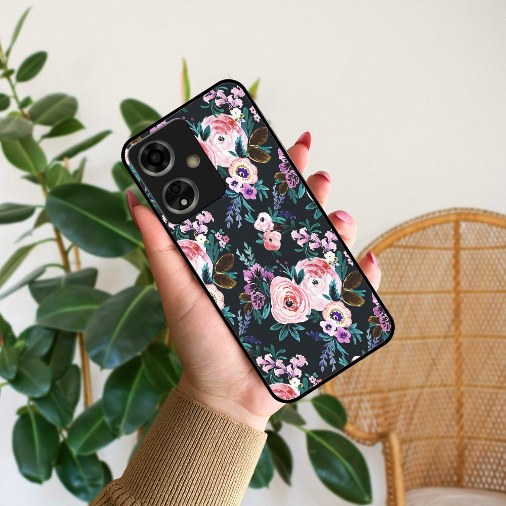 Cute Floral Glossy Metal Case Cover For Oppo