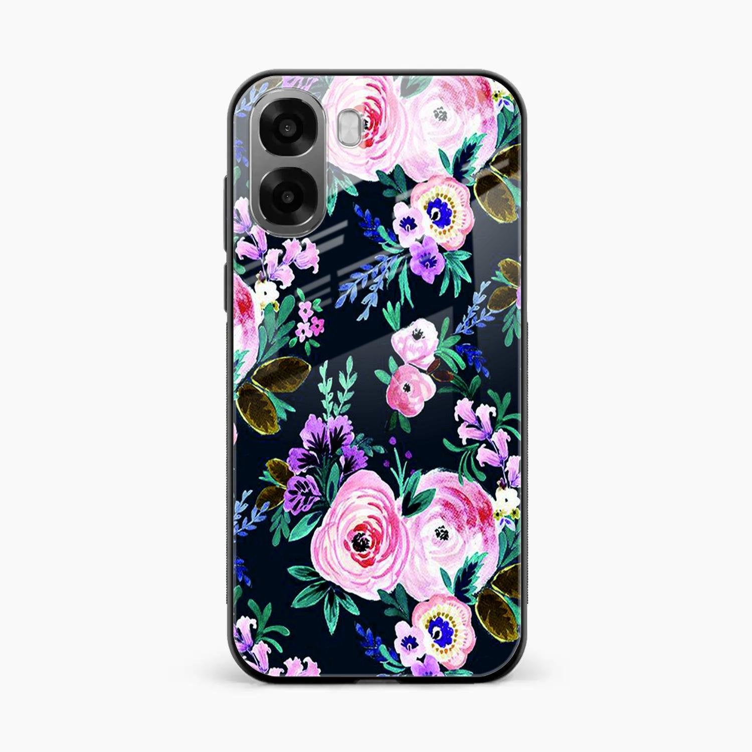 Cute Floral Glossy Metal Case Cover For Oppo A6X 5G