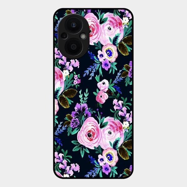 Cute Floral Glossy Metal Case Cover For Oppo F21 Pro 5G