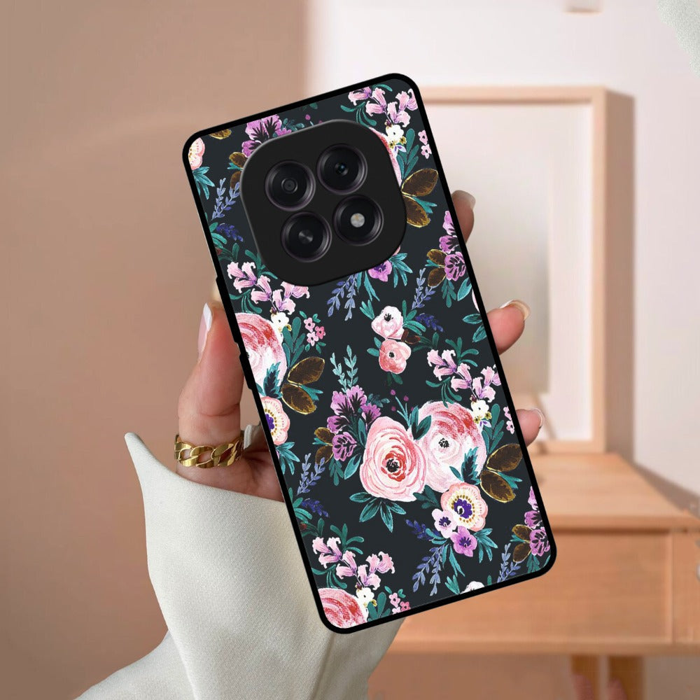 Cute Floral Glossy Metal Case Cover For Oppo