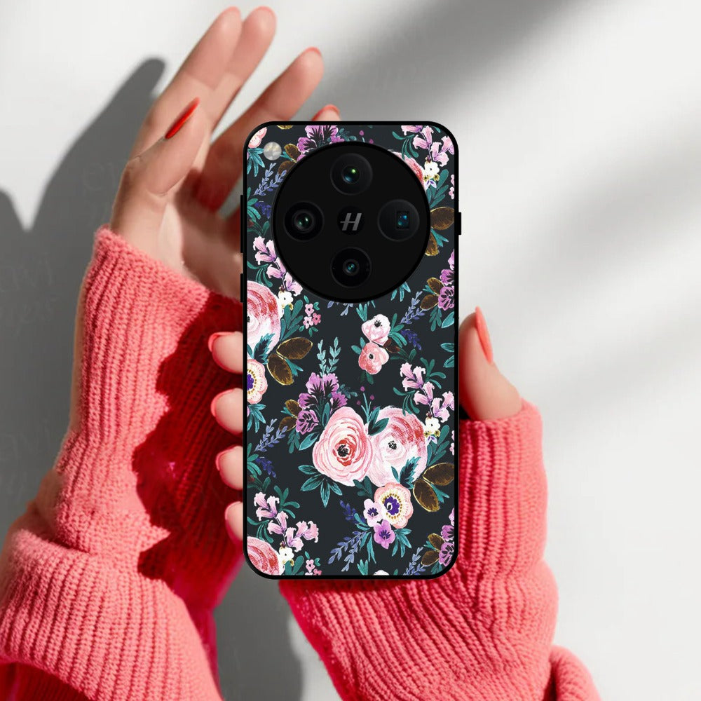 Cute Floral Glossy Metal Case Cover For Oppo