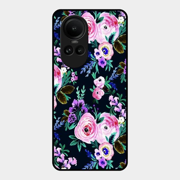 Cute Floral Glossy Metal Case Cover For Oppo Reno 10 Pro 5G