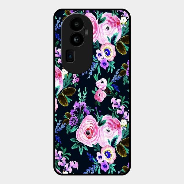 Cute Floral Glossy Metal Case Cover For Oppo Reno 10 Pro Plus 5G