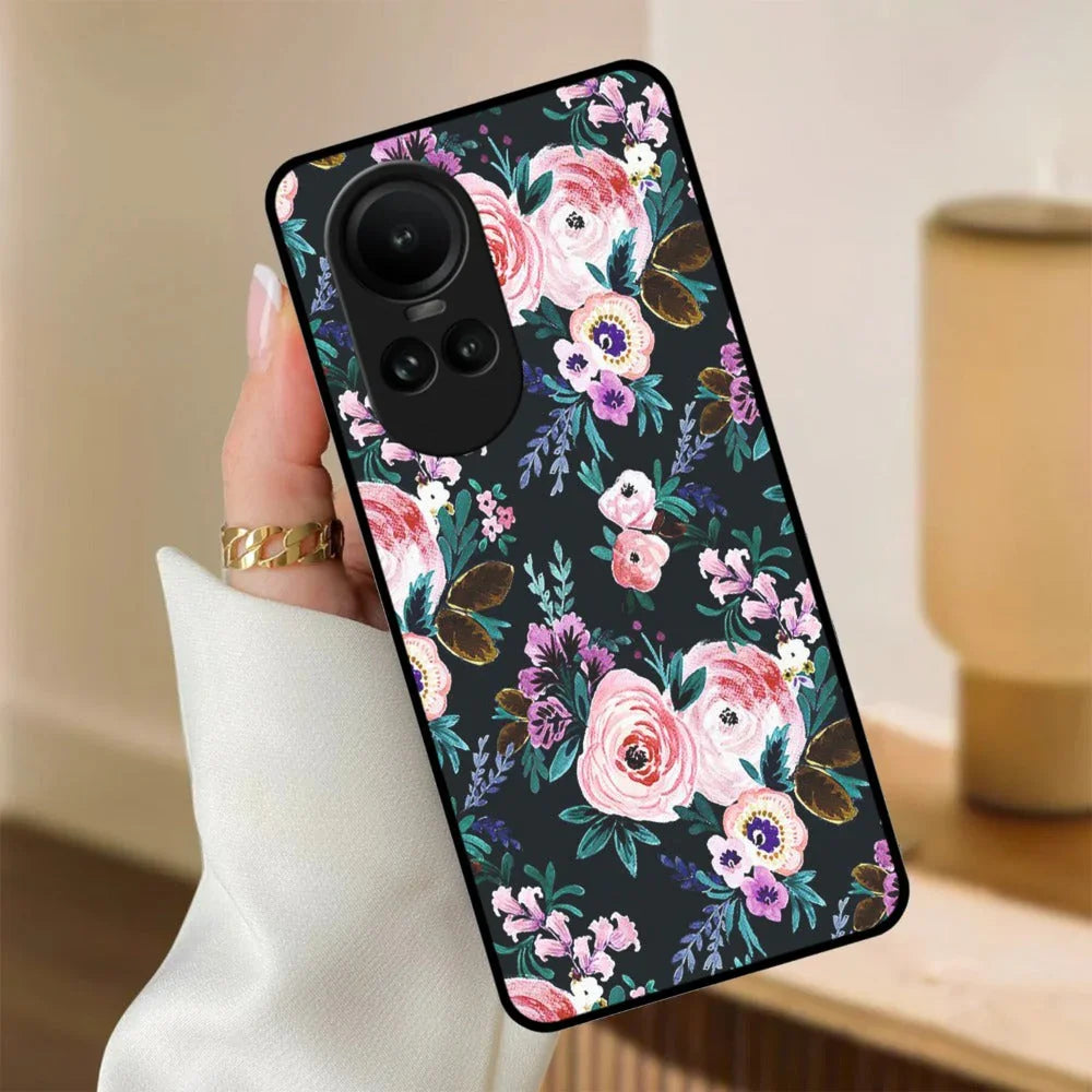 Cute Floral Glossy Metal Case Cover For Oppo - ShopOnCliQ