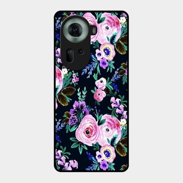 Cute Floral Glossy Metal Case Cover For Oppo Reno 11 5G