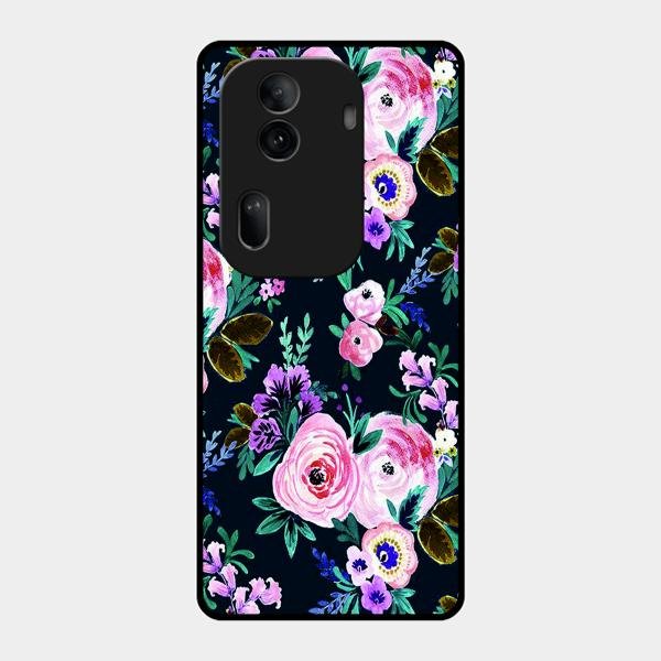 Cute Floral Glossy Metal Case Cover For Oppo Reno 11 Pro 5G