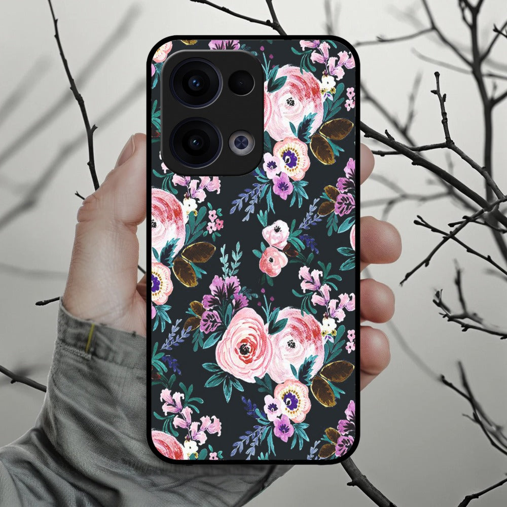 Cute Floral Glossy Metal Case Cover For Oppo
