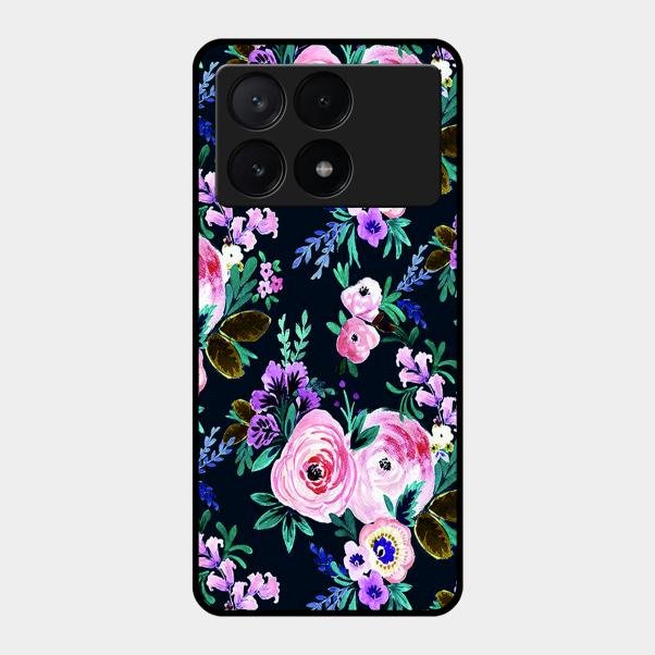 Cute Floral Glossy Metal Case Cover For Poco X6 Pro 5G