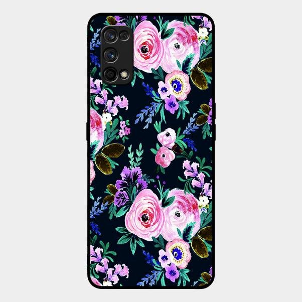 Cute Floral Glossy Metal Case Cover For Realme 7 Pro