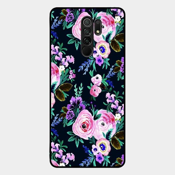 Cute Floral Glossy Metal Case Cover For Redmi 9 Prime