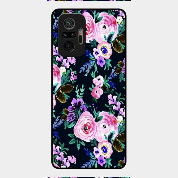 Cute Floral Glossy Metal Case Cover For Redmi Note 10 Pro
