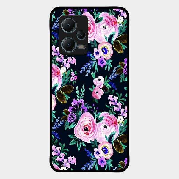 Cute Floral Glossy Metal Case Cover For Redmi Note 12 5G