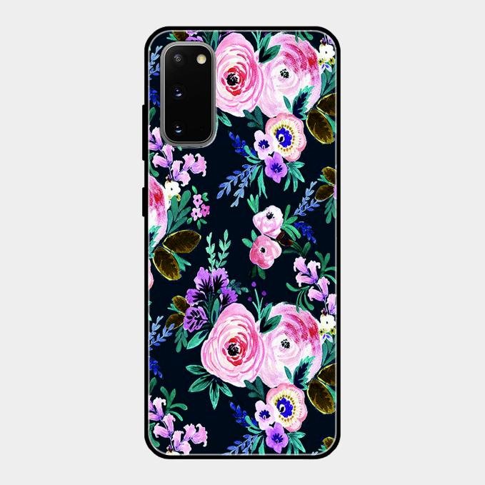 Cute Floral Glossy Metal Case Cover For Samsung Galaxy S20
