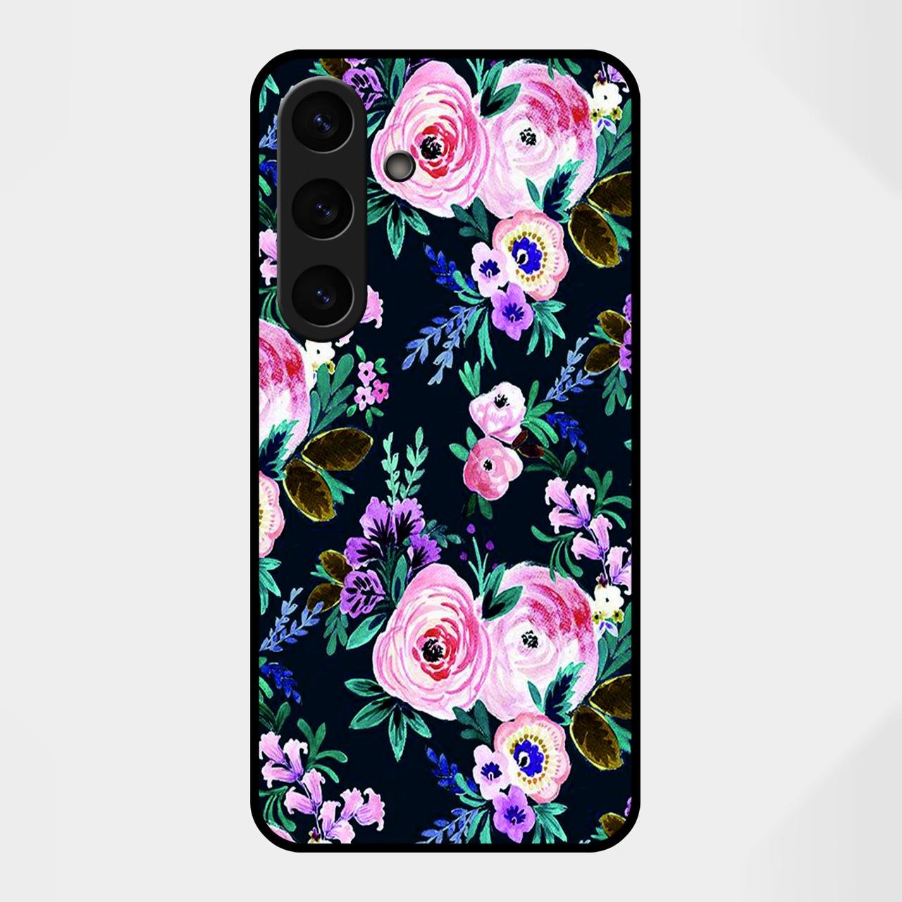 Cute Floral Glossy Metal Case Cover For Samsung Galaxy S25 FE 5G
