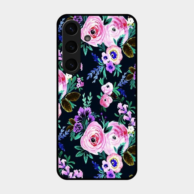 Cute Floral Glossy Metal Case Cover For Samsung Galaxy S25 Plus 5G