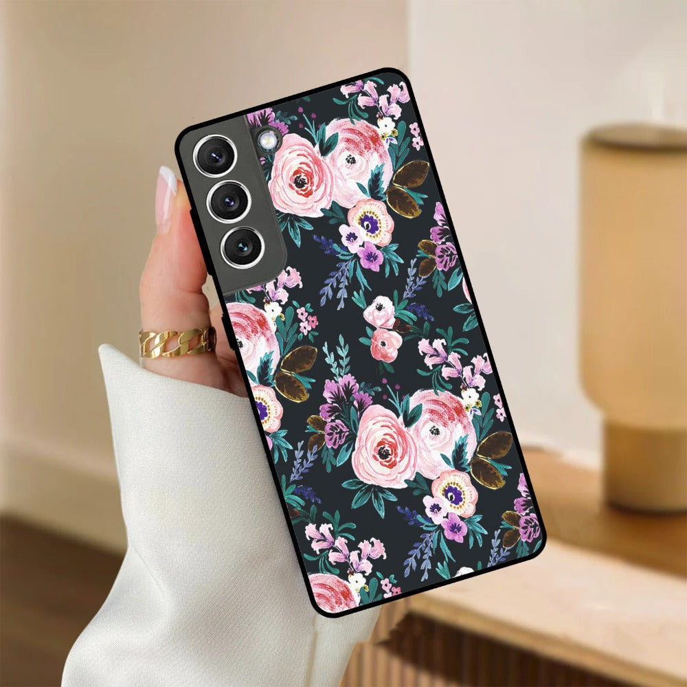 Cute Floral Glossy Metal Case Cover For Samsung