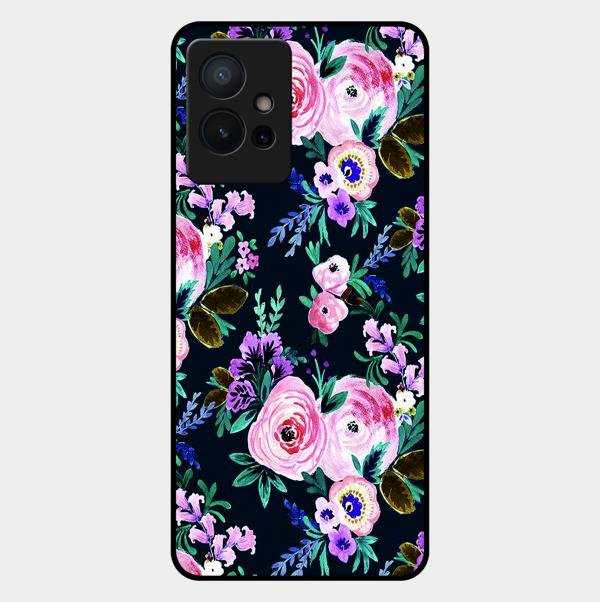 Cute Floral Glossy Metal Case Cover For Vivo T1 5G