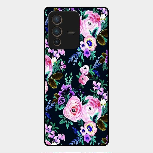Cute Floral Glossy Metal Case Cover For Vivo V23 Pro 5G