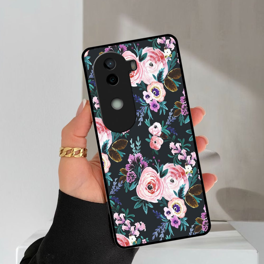 Cute Floral Glossy Metal Case Cover For Vivo