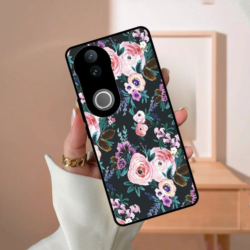 Cute Floral Glossy Metal Case Cover For Vivo - ShopOnCliQ
