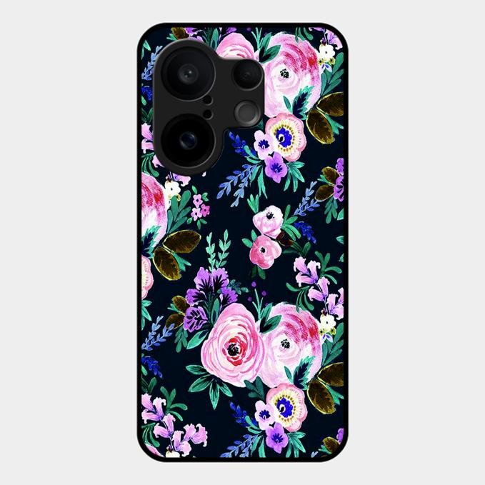 Cute Floral Glossy Metal Case Cover For Vivo X200 Fe 5G
