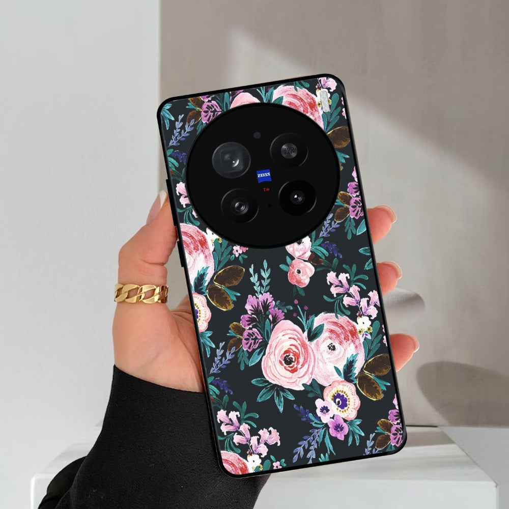 Cute Floral Glossy Metal Case Cover For Vivo
