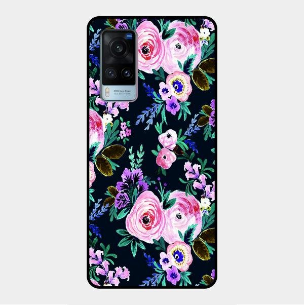 Cute Floral Glossy Metal Case Cover For Vivo X60 5G