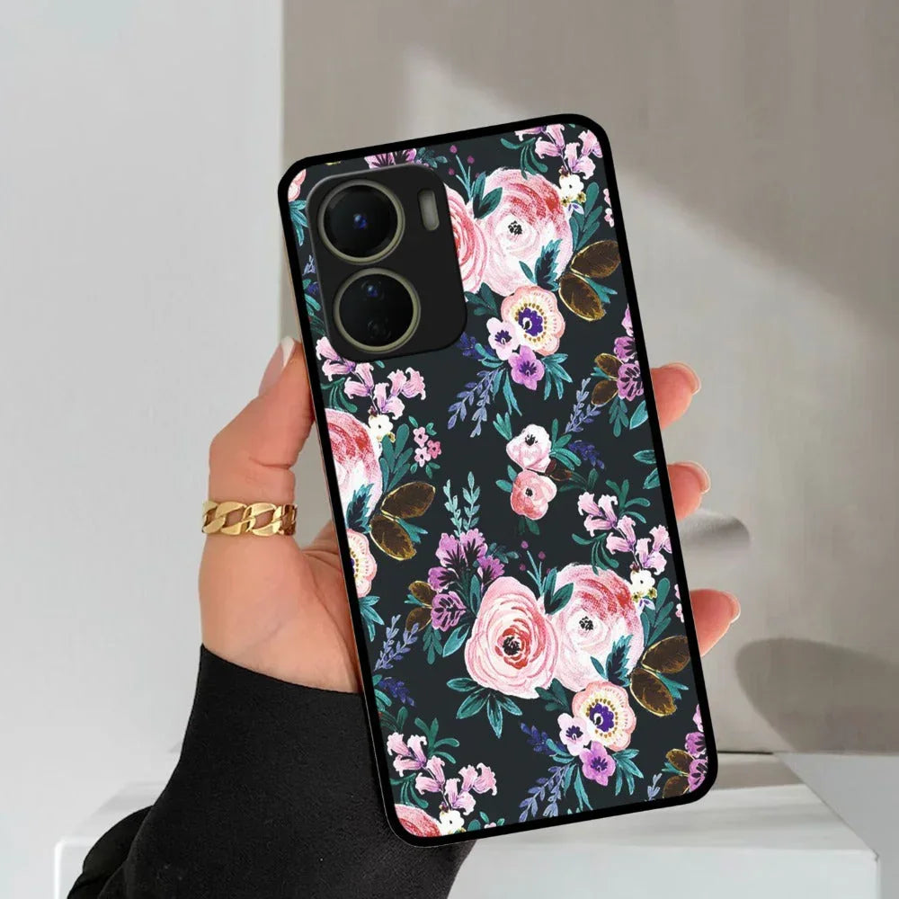 Cute Floral Glossy Metal Case Cover For Vivo - ShopOnCliQ