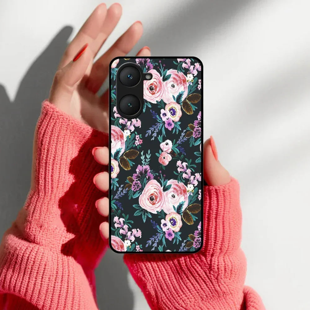 Cute Floral Glossy Metal Case Cover For Vivo - ShopOnCliQ
