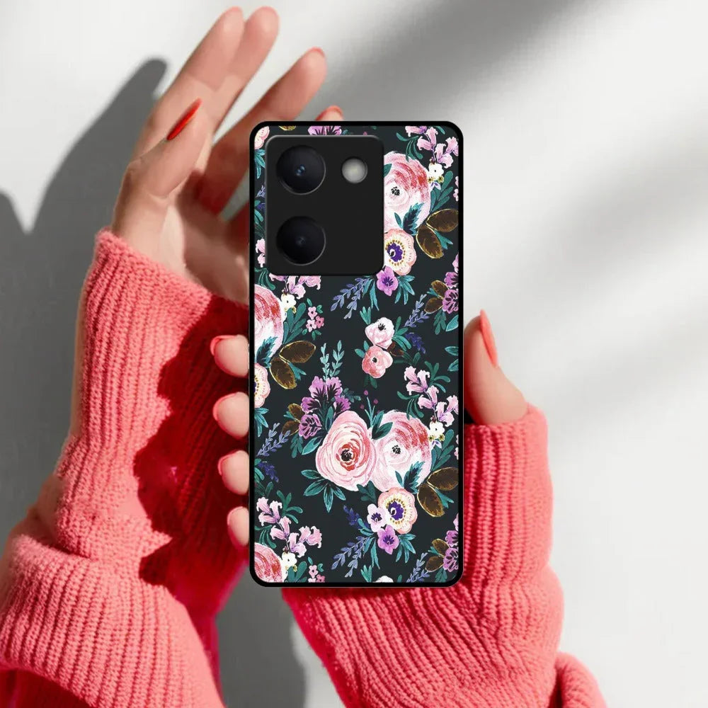 Cute Floral Glossy Metal Case Cover For Vivo - ShopOnCliQ