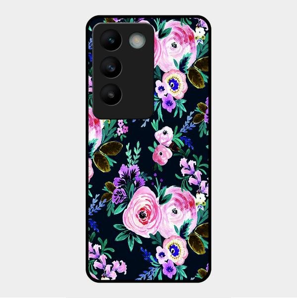 Cute Floral Glossy Metal Case Cover For Vivo Y200E 5G