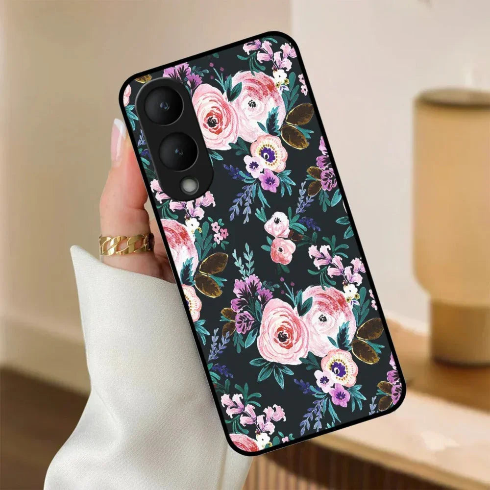 Cute Floral Glossy Metal Case Cover For Vivo - ShopOnCliQ