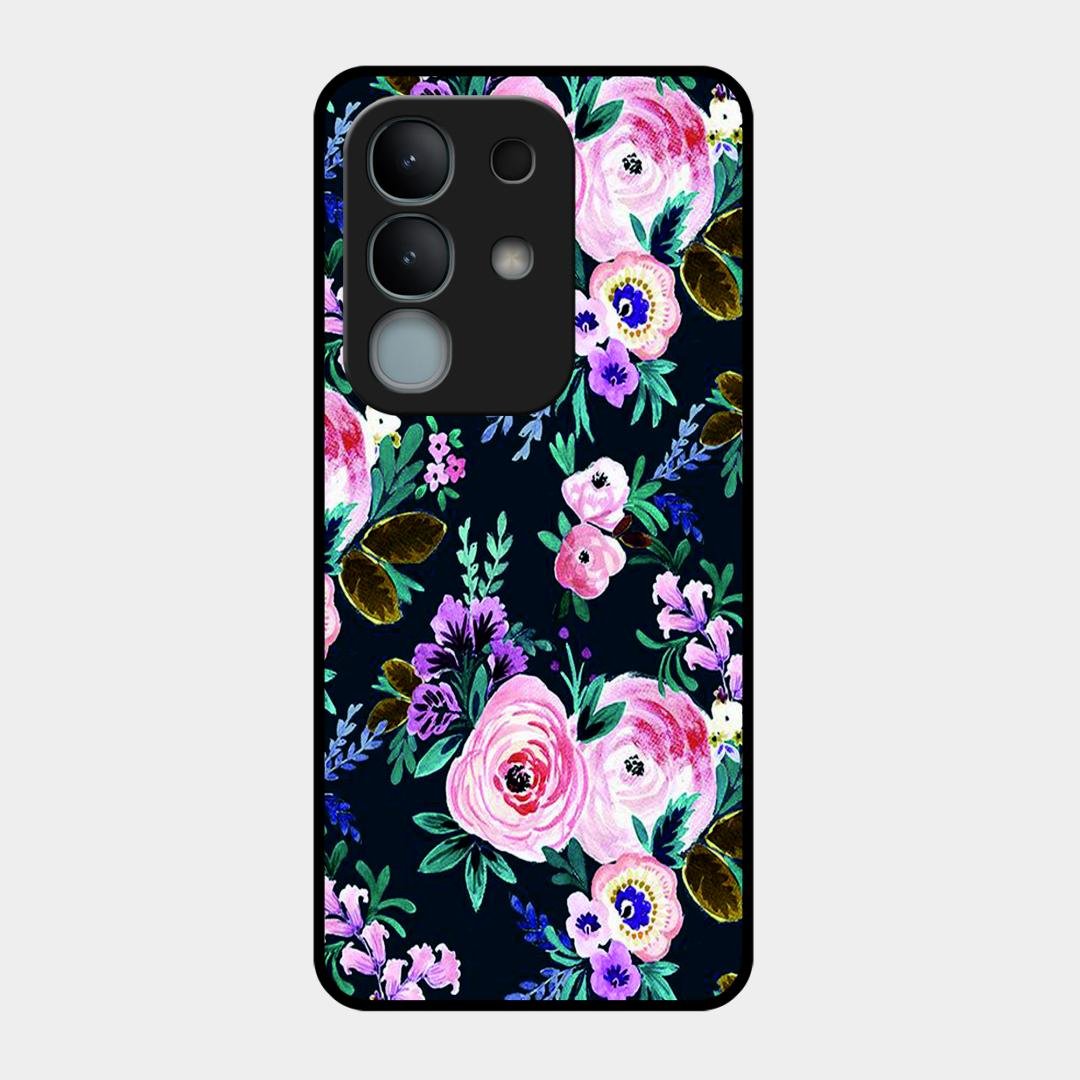 Cute Floral Glossy Metal Case Cover For Vivo Y31 Pro 5G