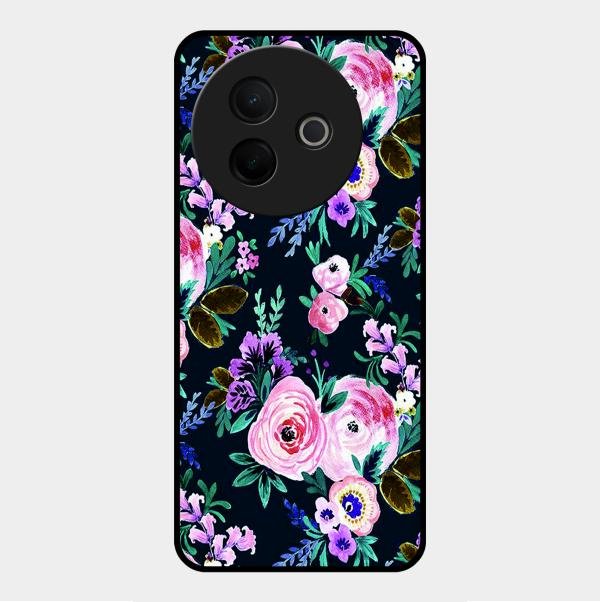 Cute Floral Glossy Metal Case Cover For Vivo Y39 5G