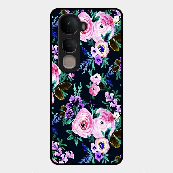 Cute Floral Glossy Metal Case Cover For Vivo Y400 5G