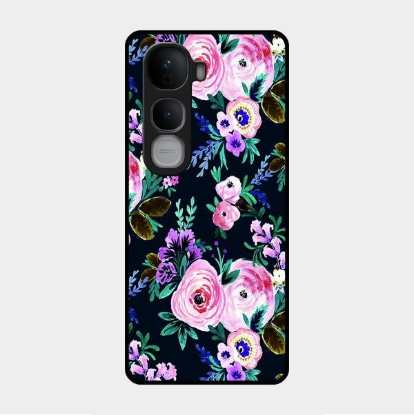 Cute Floral Glossy Metal Case Cover For Vivo Y400 Pro 5G
