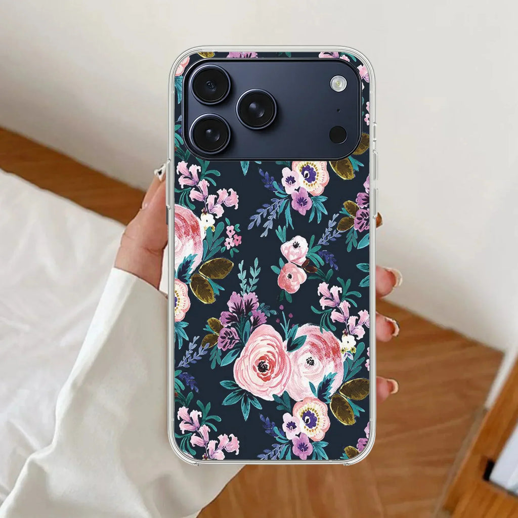 Cute Floral Anti Yellow Clear Case For iPhone 17 Pro Max